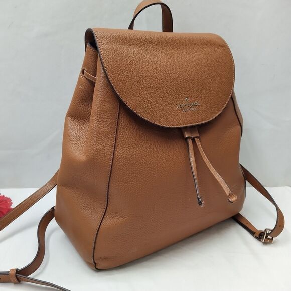 Kate Spade Leila Brown Pebbled Leather Drawstring Top Handle Backpack main image 10